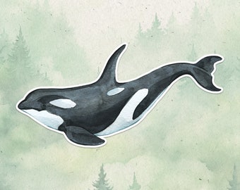 Orca sticker, Waterproof vinyl decal, Animal lover gifts