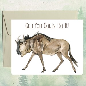 Personalisierte Gnu Karte, Geschenk für Tierliebhaber, Personalisierte Grußkarte