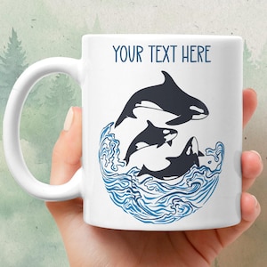 Orca mug - Personalized ceramic coffee mug - Circle