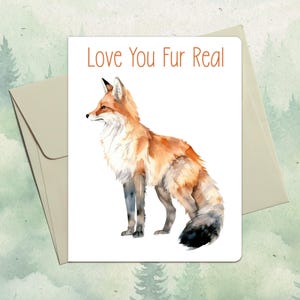 Carte de renard faite main personnalisée, cadeau mignon pour amoureux des animaux, carte de voeux animal personnalisée
