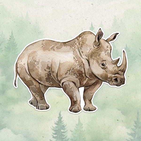 Sticker rhinocéros, sticker vinyle imperméable, sticker rhinocéros