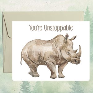 Personalisierte Nashorn Grußkarte, Geschenk für Tierliebhaber, Personalisierte Grußkarte