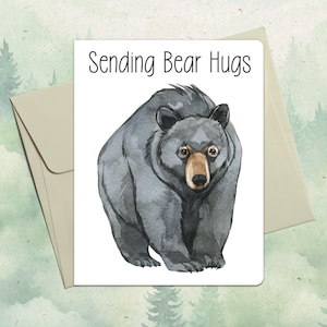 Carte personnalisée ours noir, cadeau mignon pour amoureux des animaux, carte de voeux personnalisée ours