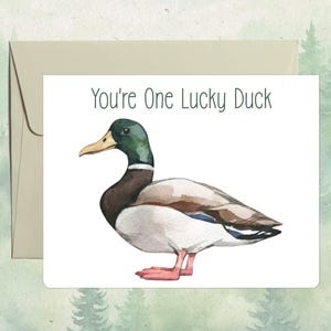 Custom handmade duck card, Cute animal lover gift, Personalized animal greeting card
