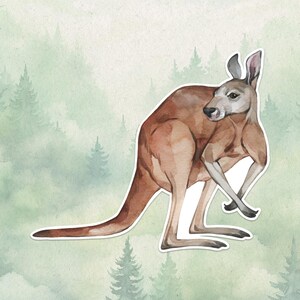 Waterproof vinyl kangaroo sticker, Cute animal lover gift, Great decal for laptops, kindles, and water bottles