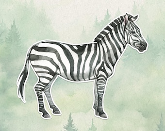 Waterproof vinyl zebra sticker, Cute animal lover gift, Great decal for laptops, kindles, and water bottles