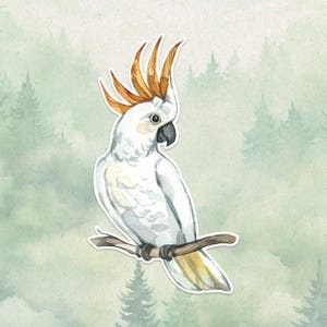 Waterproof vinyl cockatoo sticker, Cute bird lover gift, Great decal for laptops, kindles, and water bottles
