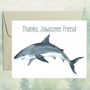 Tarjeta de tiburón personalizada hecha a mano, lindo regalo para amantes de los animales, tarjeta de felicitación de animal personalizada