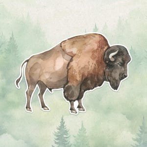 Waterproof vinyl bison sticker, Cute animal lover gift, Great decal for laptops, kindles, and water bottles