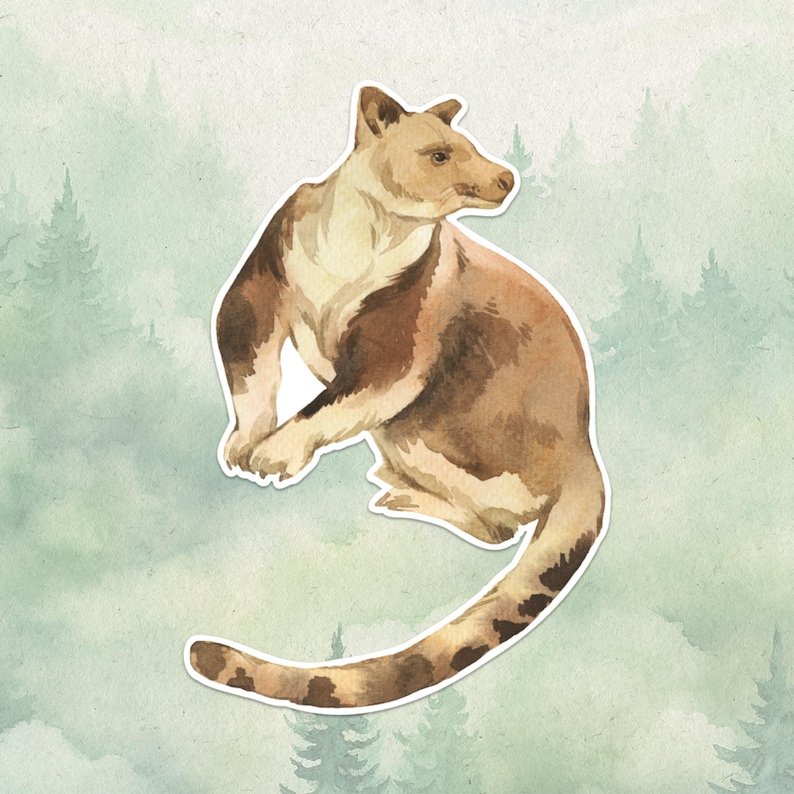 Waterproof vinyl tree kangaroo sticker, Cute animal lover gift, Great decal for laptops, kindles, and water bottles image 1