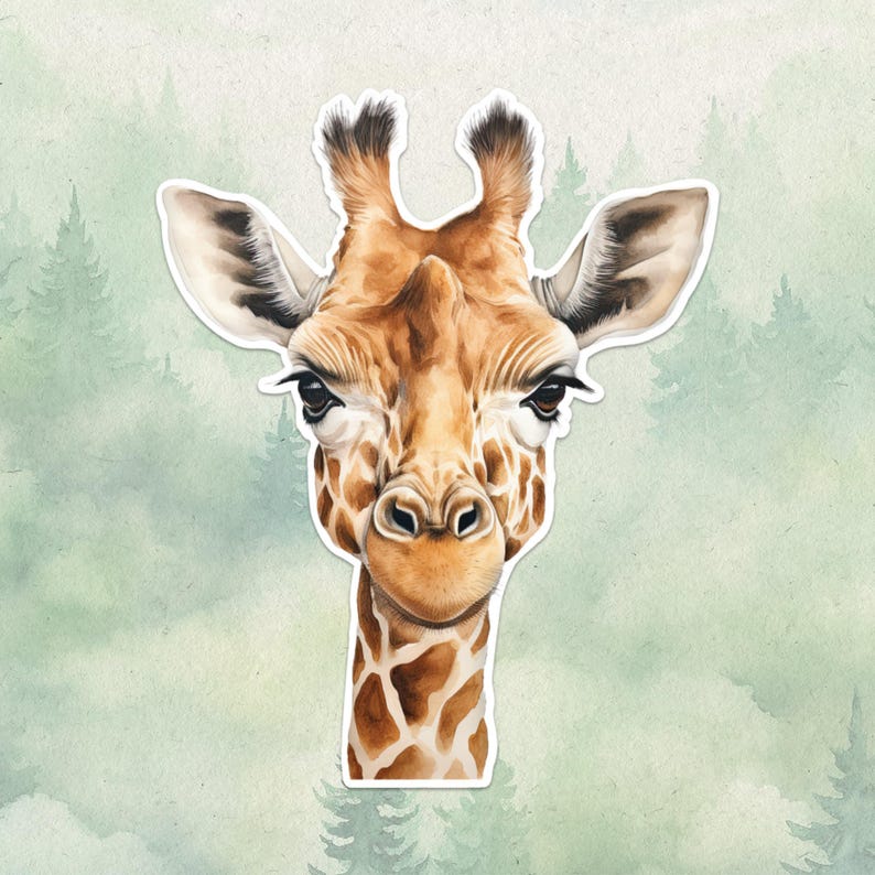 Adesivo de vinil à prova d'água de girafa, presente fofo para amantes de animais, ótimo decalque para laptops, kindles e garrafas de água imagem 1