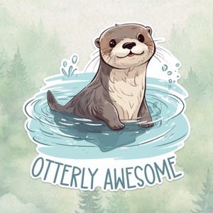 Sticker loutre en vinyle imperméable, cadeau mignon pour les amoureux des animaux, excellent sticker pour ordinateurs portables, Kindle et bouteilles d'eau