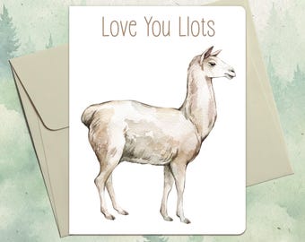 Custom handmade llama card, Cute animal lover gift, Personalized animal greeting card