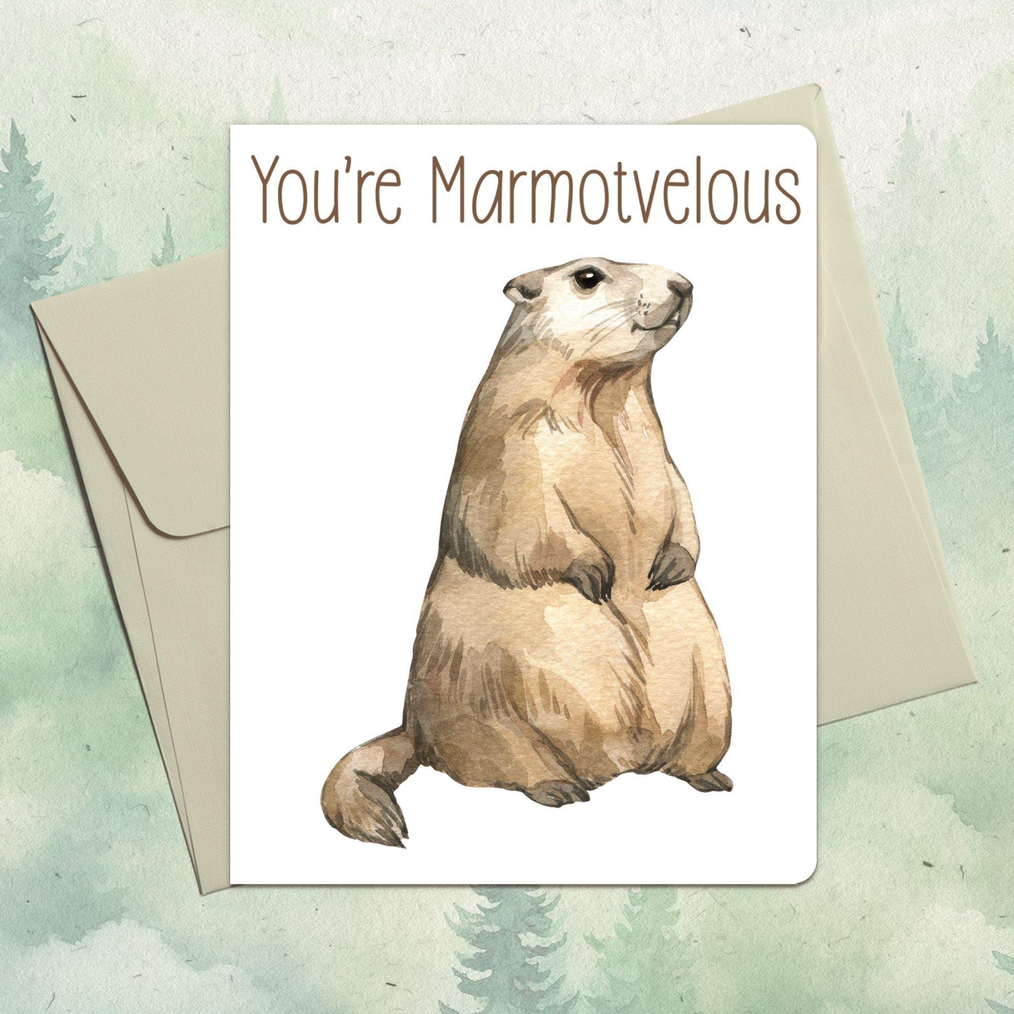 Custom Handmade Marmot Card, Cute Animal Lover Gift, Personalized