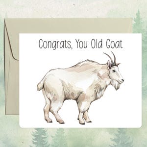 Custom handmade mountain goat card, Cute animal lover gift, Personalized goat greeting card