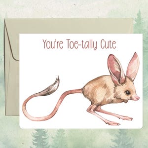 Cartão de jerboa personalizado feito à mão, presente fofo para amantes de animais, cartão de felicitações personalizado com animais