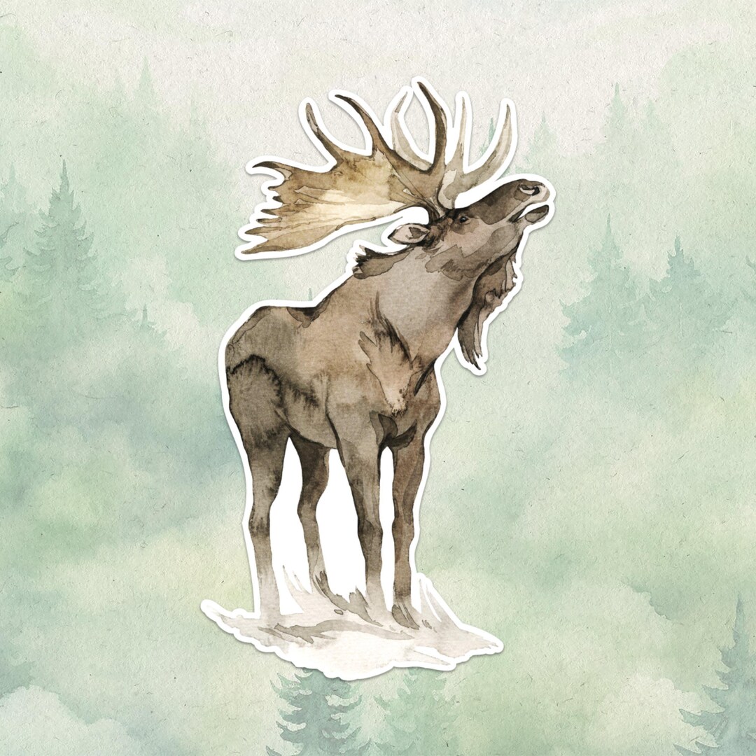 Waterproof Vinyl Moose Sticker, Cute Animal Lover Gift, Great Decal for ...
