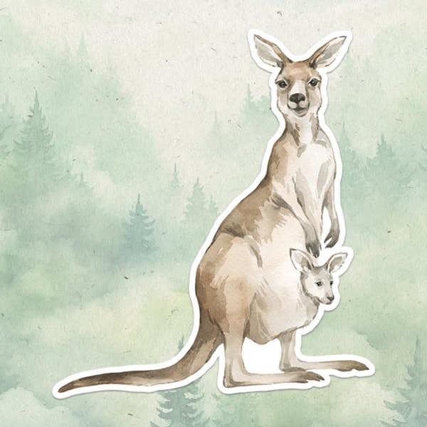 Kangaroo sticker, Waterproof vinyl decal, Animal lover gifts