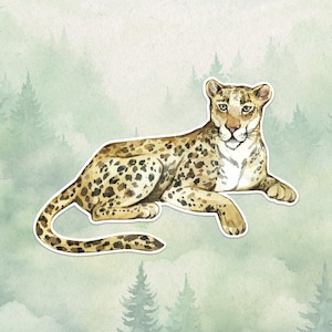 Waterproof vinyl leopard sticker, Cute animal lover gift, Great decal for laptops, kindles, and water bottles