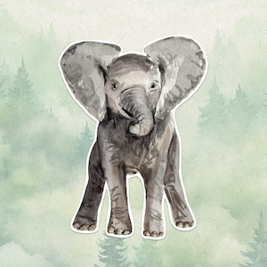 Adesivo de vinil à prova d'água de elefante, presente fofo para amantes de animais, ótimo decalque para laptops, kindles e garrafas de água