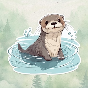 Otter sticker, Waterproof vinyl decal, Animal lover gifts