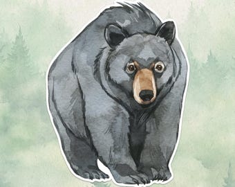 Waterproof vinyl black bear sticker, Cute animal lover gift, Great decal for laptops, kindles, and water bottles