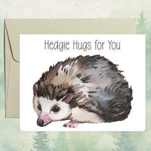 Cartão de ouriço personalizado feito à mão, presente fofo para amantes de animais, cartão de felicitações personalizado para animais