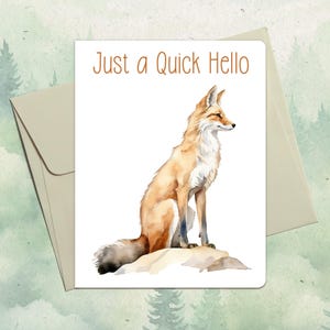 Carte de renard faite main personnalisée, cadeau mignon pour amoureux des animaux, carte de voeux animal personnalisée
