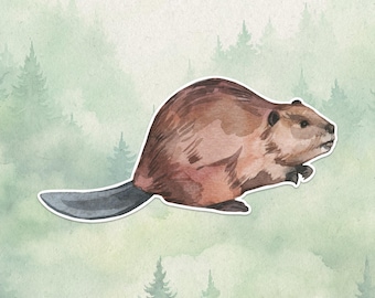 Adesivo impermeabile in vinile a forma di castoro, simpatico regalo per gli amanti degli animali, ottimo adesivo per laptop, Kindle e bottiglie d&#39;acqua.