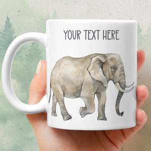 African elephant mug - Personalized ceramic coffee mug - Watercolor