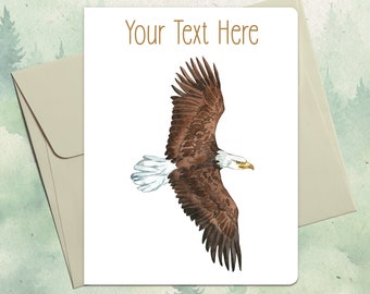 Eagle card. Personalized handmade greeting card. Watercolor