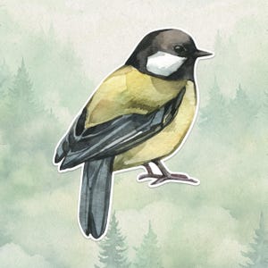 Sticker oiseau mésange en vinyle imperméable, cadeau mignon pour les amoureux des animaux, excellent sticker pour ordinateurs portables, Kindle et bouteilles d'eau