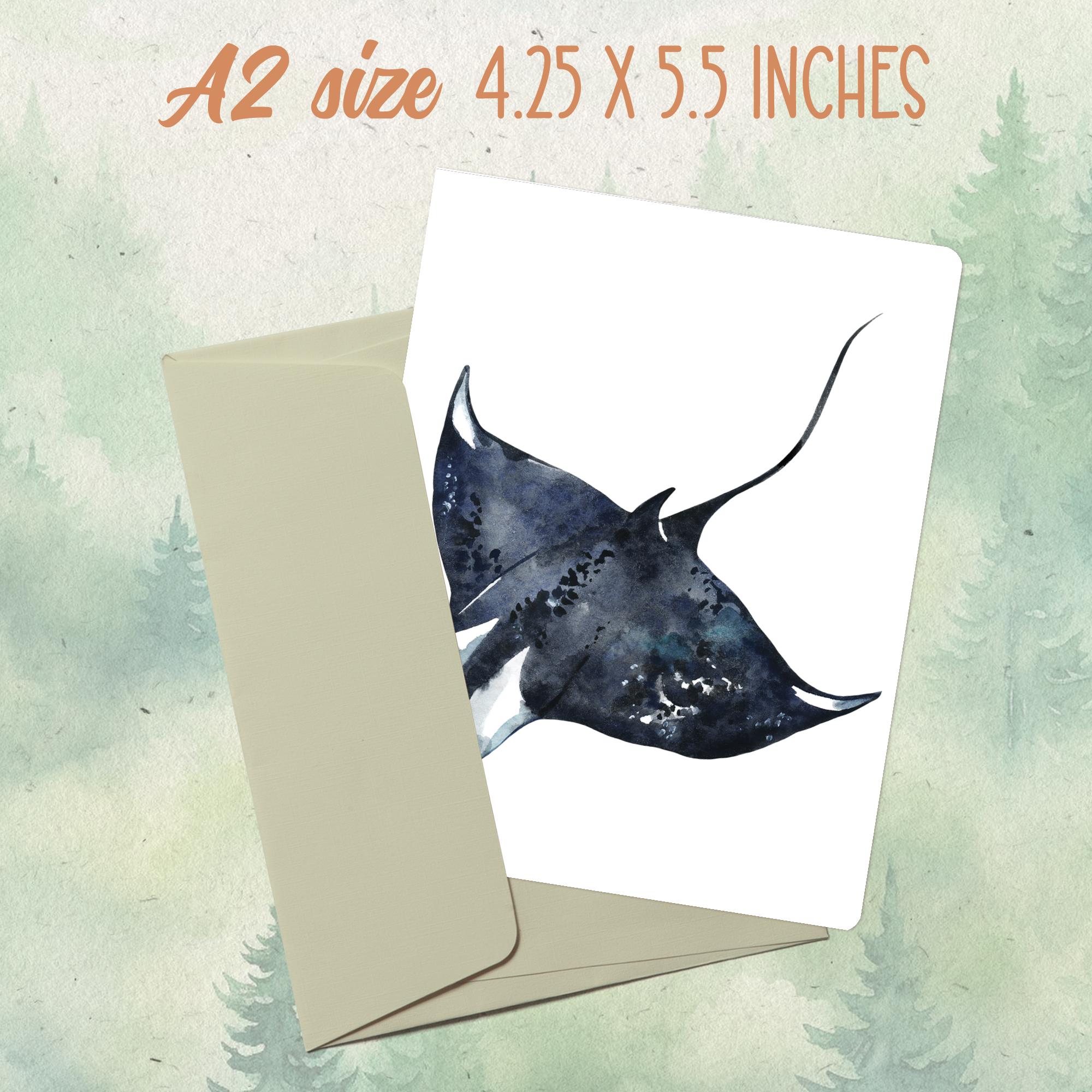 Custom Handmade Manta Ray Card, Cute Animal Lover Gift, Personalized ...