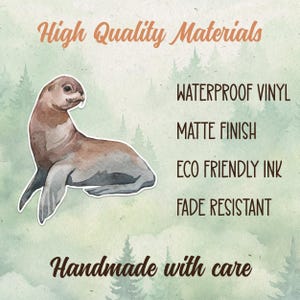 Waterproof vinyl sea lion sticker, Cute animal lover gift, Great decal for laptops, kindles, and water bottles image 3