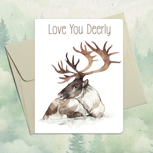 Biglietto di auguri personalizzato con renna fatto a mano, simpatico regalo per gli amanti degli animali, biglietto di auguri personalizzato con animali