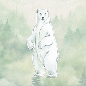 Waterproof vinyl polar bear sticker, Cute animal lover gift, Great decal for laptops, kindles, and water bottles