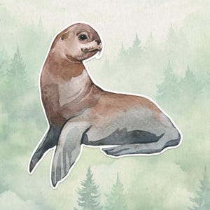 Waterproof vinyl sea lion sticker, Cute animal lover gift, Great decal for laptops, kindles, and water bottles image 1