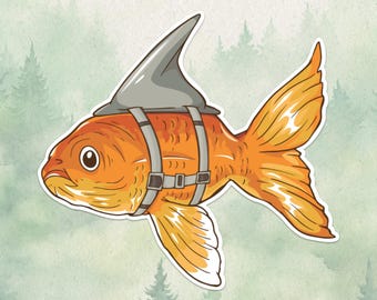 Waterproof vinyl goldfish sticker, Cute pet lover gift, Great decal for laptops, kindles, and water bottles