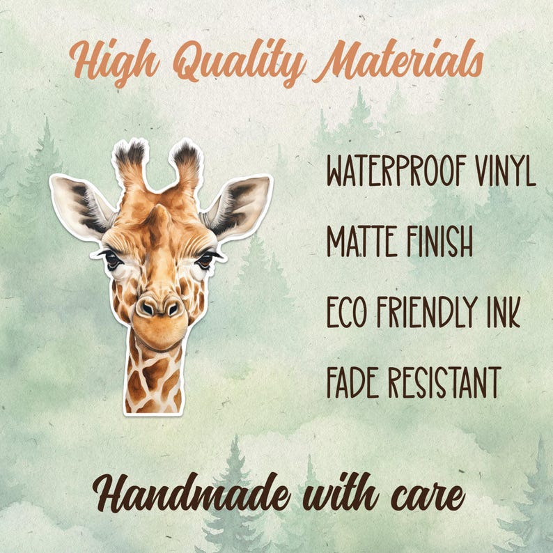 Adesivo de vinil à prova d'água de girafa, presente fofo para amantes de animais, ótimo decalque para laptops, kindles e garrafas de água imagem 3