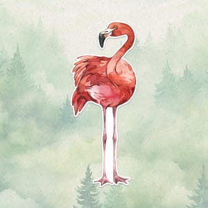 Waterproof vinyl flamingo sticker, Cute animal lover gift, Great decal for laptops, kindles, and water bottles
