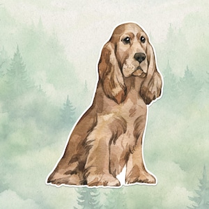 Adhesivo de vinilo resistente al agua con forma de cocker spaniel, bonito regalo para amantes de los perros, ideal para portátiles, Kindles y botellas de agua