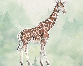 Waterproof vinyl giraffe sticker, Cute animal lover gift, Great decal for laptops, kindles, and water bottles