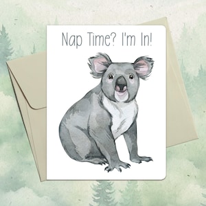 Custom handmade koala card, Cute animal lover gift, Personalized animal greeting card