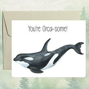 Personalisierte Orca Karte, Geschenk für Tierliebhaber, Personalisierte Grußkarte