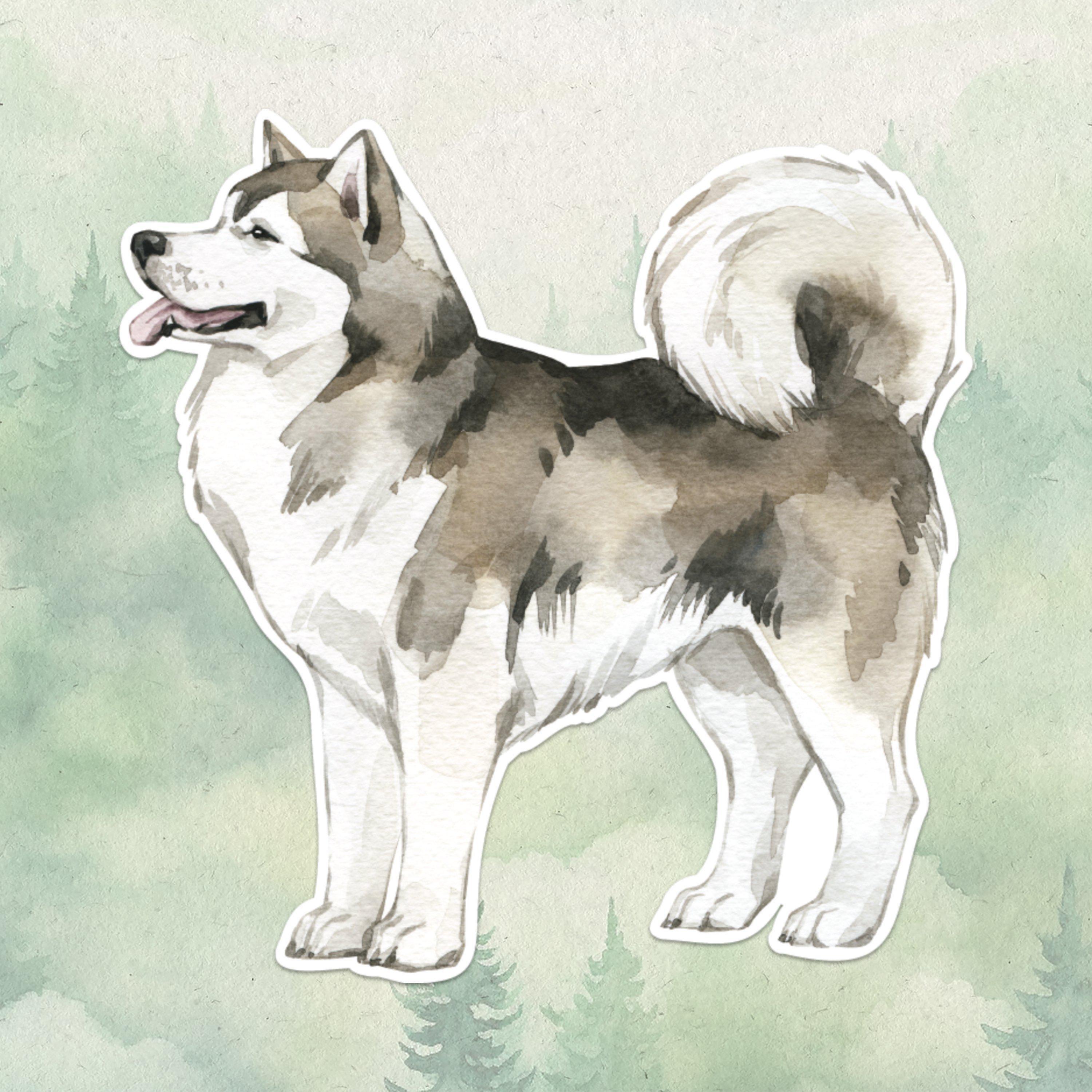Waterproof vinyl Alaskan Malamute sticker, Cute dog lover gift, Great decal for laptops, kindles, and water bottles
