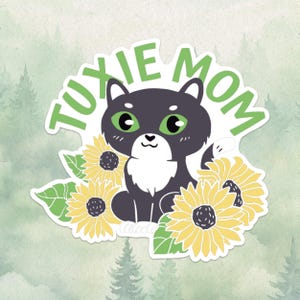 Waterproof vinyl tuxedo cat sticker, Cute pet lover gift, Great decal for laptops, kindles, and water bottles