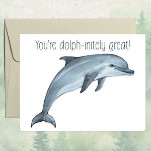 Individuelle handgemachte Delfin Karte, Süßes Tier Geschenk, Personalisierte Tier Grußkarte