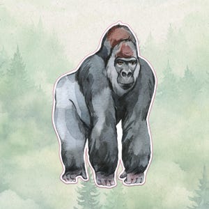 Waterproof vinyl gorilla sticker, Cute animal lover gift, Great decal for laptops, kindles, and water bottles