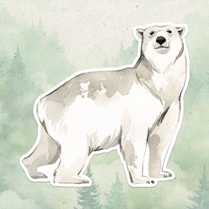 Polar bear sticker, Waterproof vinyl decal, Animal lover gifts