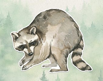 Waterproof vinyl raccoon sticker, Cute animal lover gift, Great decal for laptops, kindles, and water bottles